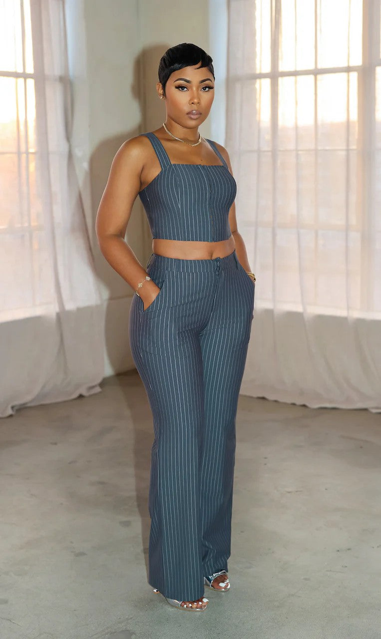 STRIPED LONG PANTS 2 PIECE SET