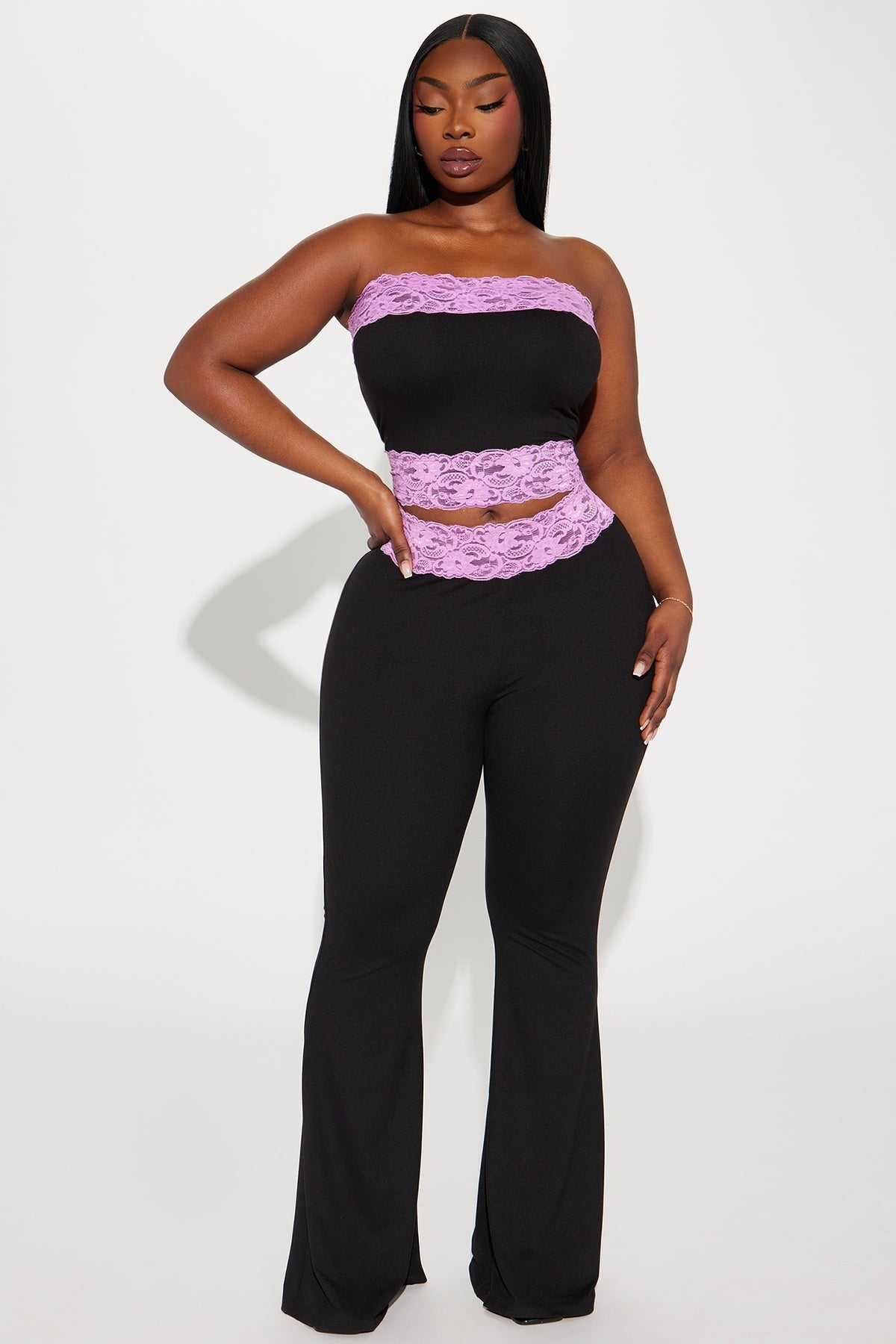 PINK & BLACK LACE 2 PIECE SET